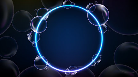 abstract background of futuristic technology bubble glowing frameのイラスト素材