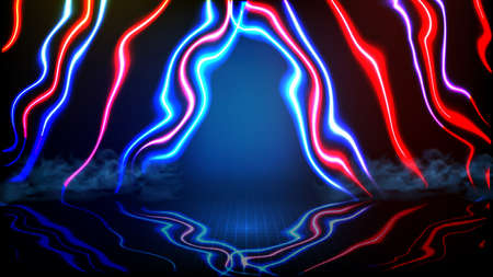 abstract futuristic background of empty stage arena stadium spotlgiht stage backgroundのイラスト素材