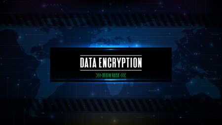 abstract futuristic background of blue technology sci fi hack data encryption button ui screenのイラスト素材