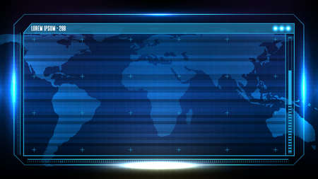 abstract futuristic background of blue technology sci fi frame, hud ui topic, lower third button barのイラスト素材