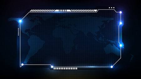 abstract futuristic background of blue technology sci fi frame, hud ui topic, lower third button barのイラスト素材