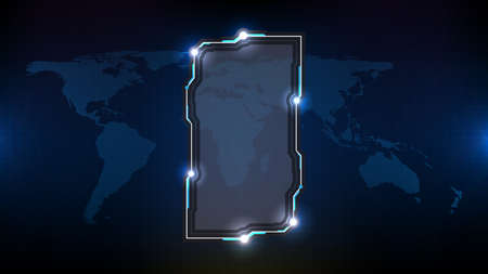 abstract futuristic background of blue glowing technology sci fi frame hud uiのイラスト素材