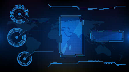 abstract futuristic background of blue glowing technology sci fi frame hud ui element