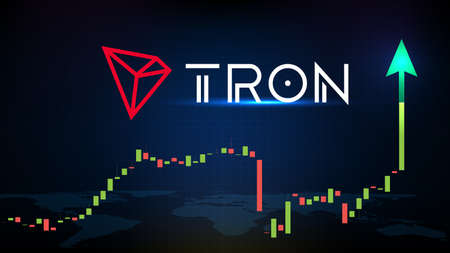 abstract futuristic technology background of TRON (TRX) Price graph Chart coin digital cryptocurrencyのイラスト素材