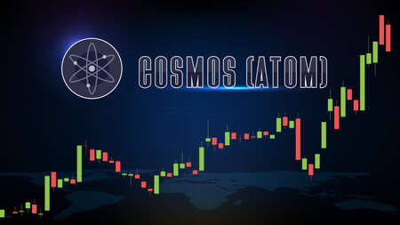 abstract futuristic technology background Cosmos (ATOM) coin digital cryptocurrency and market graph...