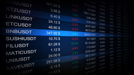 abstract background of Cryptocurrencies market prices index table