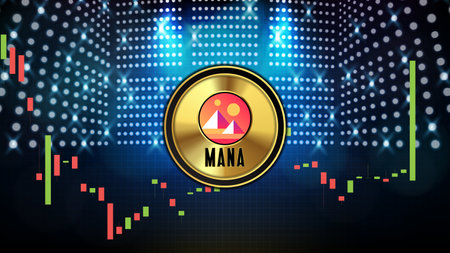 abstract futuristic technology background of Decentraland (MANA) Price graph Chart coin digital cryptocurrencyのイラスト素材