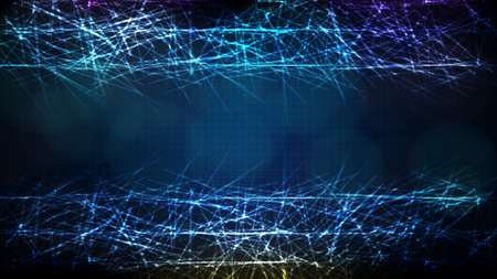 abstract futuristic technology background of blue random bar city block data