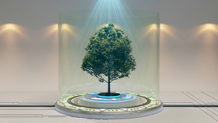 abstract background of Sci Fi lab research Modern Futuristic Spaceship , 3D illustration renderingの写真素材