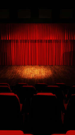 abstract background of empty stage and red curtain ,3D illustration renderingの写真素材