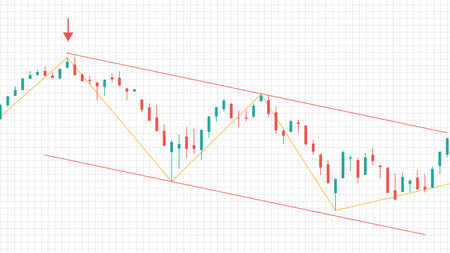 abstract background of downtrend stock market chart graph on white backgroundのイラスト素材