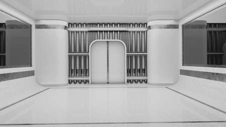 abstract background of Sci Fi gate tunnel Modern Futuristic Spaceship , 3D illustration rendering
