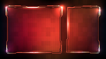 abstract futuristic background of red glowing technology sci fi frame hud uiのイラスト素材