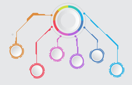 Infographic template of structure circle with circuit line modern diagram topic , presentation infographic vectorのイラスト素材