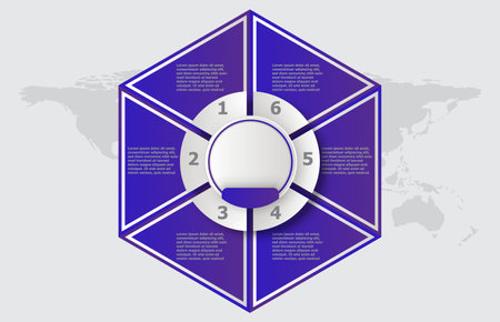 Infographic template of modern hexagon round topic , presentation infographic vectorのイラスト素材