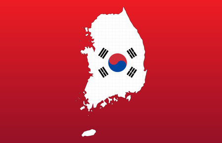 abstract background technology of south korea flag and mapのイラスト素材