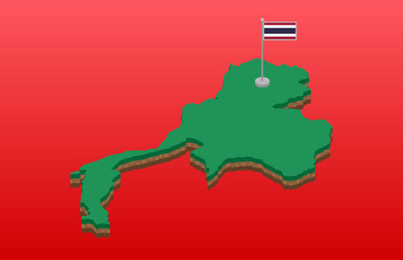 isometric background technology of Thailand flag with mapのイラスト素材