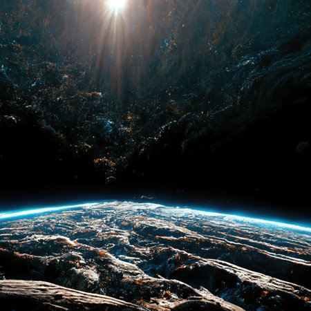 abstract background of outer space with rim light, generative art by A.I.の素材