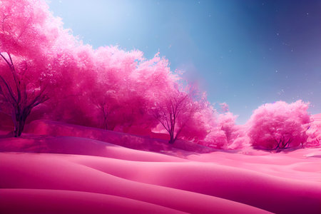 abstract pink background of pink tree and sand , generative art by A.I.の素材