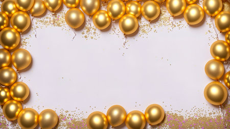 background of elegant gold expensive balloons and confetti celebration , generative art by A.I.の素材