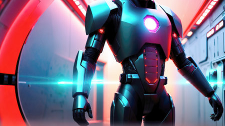 human in the future new technology next generationon sci-fi technology background, generative art by A.I.の素材