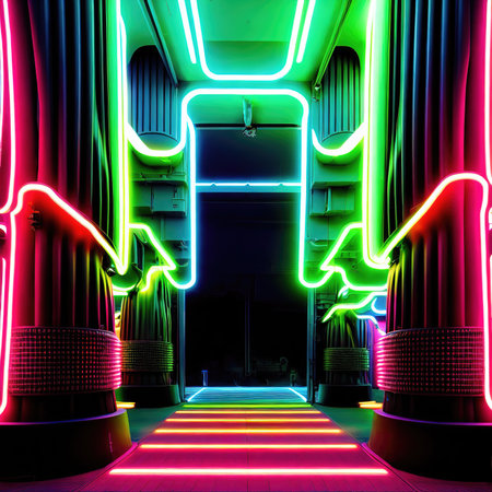 futuristic sci fi neon background city , generative art by A.I.の素材