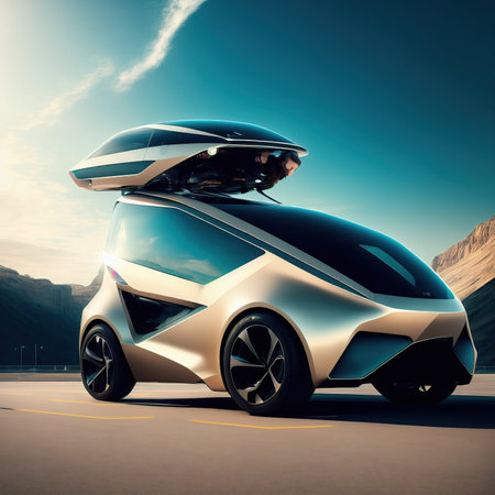 modern concept electronic car EV in the future, generative art by A.I.の素材