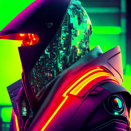 modern technology security cyborg robot, generative art by A.Iの素材