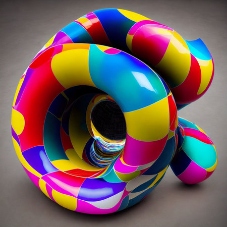 abstract colorful curvy tube, generative art by A.I.の素材