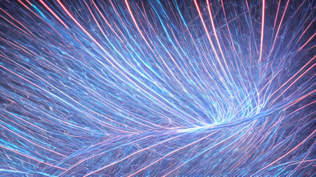abstract futuristic glowing neon complex wire line , generative art by A.I.の素材