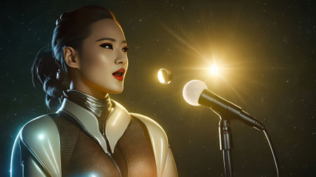 futuristic sci-fi portrait smart future asian woman, generative art by A.I.の素材