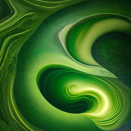 abstract complex swirl gradient green wave, generative art by A.Iの素材