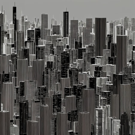 abstract silhouette dark building city at night , generative art by A.Iの素材
