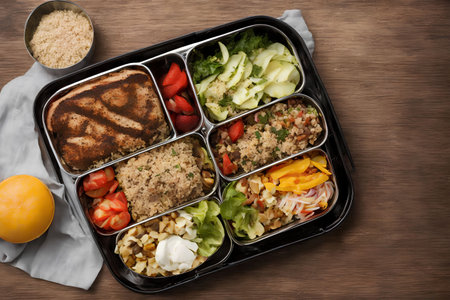 food meal lunch box set, generative art by A.Iの素材