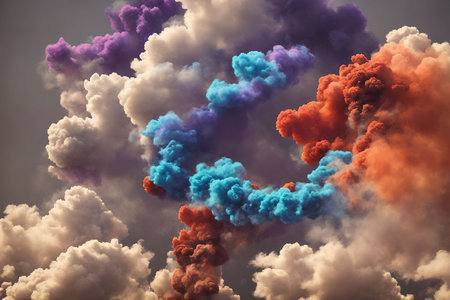 abstract colorful smoke cloud in the air, generative art by A.Iの素材