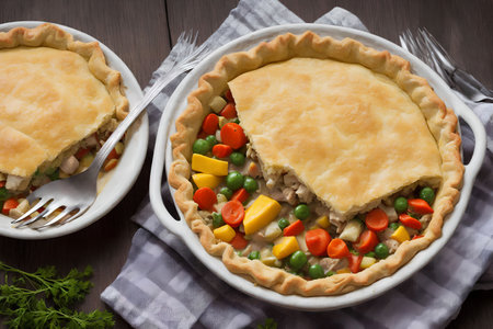 close up of chicken pie, generative art by A.I.の素材