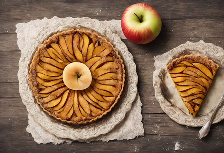 close up of homemade apple pie, generative art by A.I.の素材