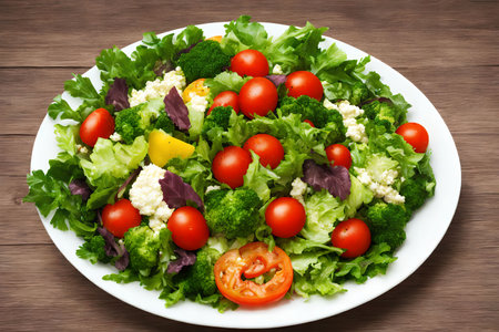 Greek salad with fresh vegetables, generative art by A.Iの素材