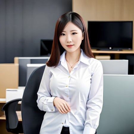 portrait beautiful asian woman at the office, generative art by A.I.の素材