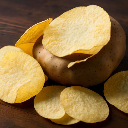 Healthy Homemade Potato Chips, generative art by A.I.の素材