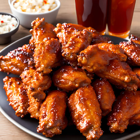 Chicken barbecue wings with sauce, generative art by A.I.の素材