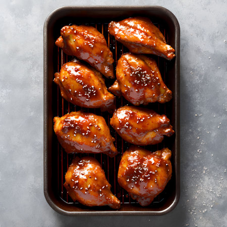 Chicken barbecue wings with sauce, generative art by A.I.の素材