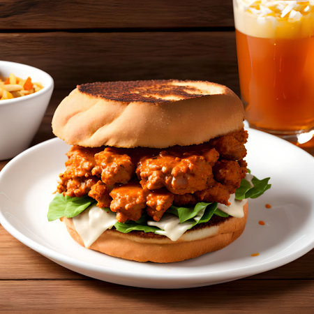 nashville hot chicken sandwich burger, generative art by A.I.の素材