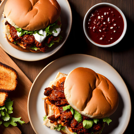 nashville hot chicken sandwich burger, generative art by A.I.の素材
