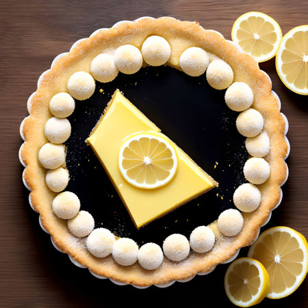 homemade delicious lemon tart pie, generative art by A.I.の素材