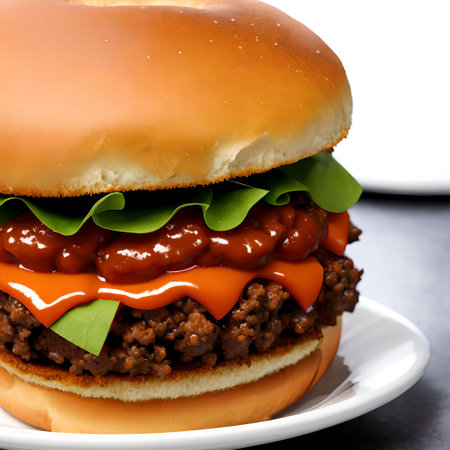delicious Sloppy Joe Burger, generative art by A.I.の素材