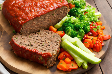 ground meatloaf with vegetables, generative art by A.I.の素材