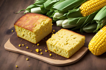 Homemade Corn Bread, generative art by A.I.の素材