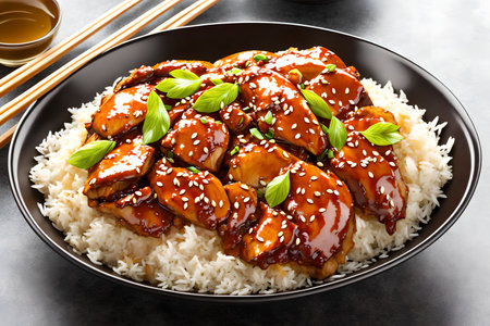 Teriyaki Chicken with rice, generative art by A.I.の素材