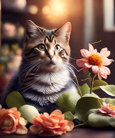 little cat as a shopkeeper, generative art by A.I.の素材